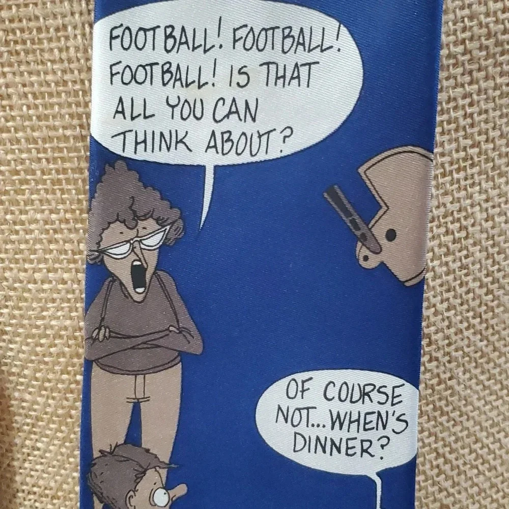 Richard l Torrey benchwarmers blue grey silk football cartoon tie
